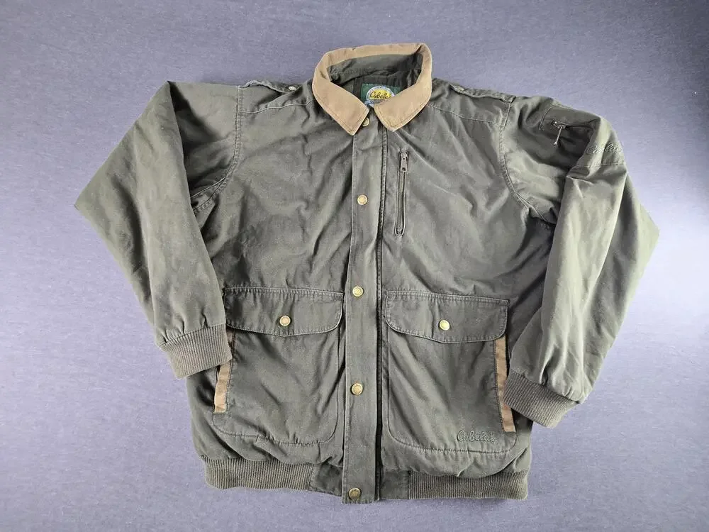 Cabelas Bomber Jacket Mens XLT Green Canvas Thinsulate Insulated Outdoor Hunting